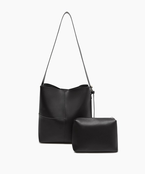 CEMONEMO（セモネモ）の「【A４サイズ収納可能・ポーチ付き】 ワンハンドル ショルダーバッグ（ショルダーバッグ・レディース・ブラウン/ホワイト/ブラック・FREE）」の2枚目の写真