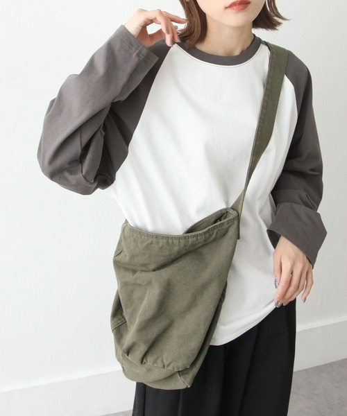 Chillfar（チルファー）の「ラグランTシャツ（Tシャツ/カットソー・レディース・グレイッシュベージュ/ホワイト系/ブラック×ホワイト・FREE）」の2枚目の写真