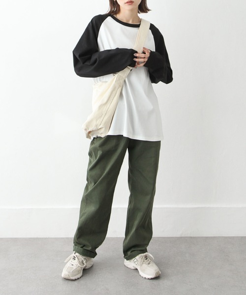 Chillfar（チルファー）の「ラグランTシャツ（Tシャツ/カットソー・レディース・グレイッシュベージュ/ホワイト系/ブラック×ホワイト・FREE）」の19枚目の写真