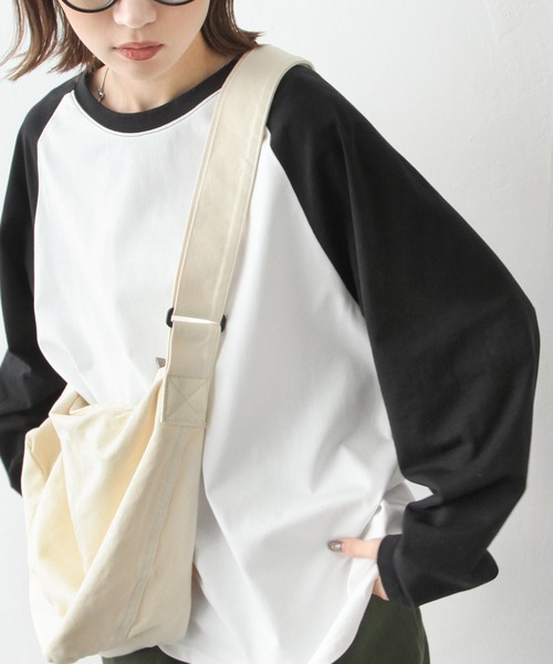 Chillfar（チルファー）の「ラグランTシャツ（Tシャツ/カットソー・レディース・グレイッシュベージュ/ホワイト系/ブラック×ホワイト・FREE）」の13枚目の写真