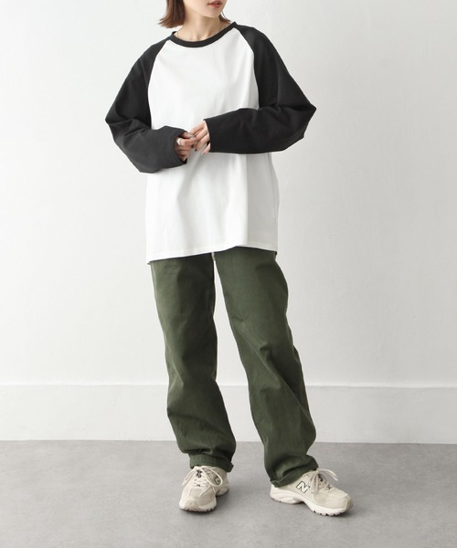 Chillfar（チルファー）の「ラグランTシャツ（Tシャツ/カットソー・レディース・グレイッシュベージュ/ホワイト系/ブラック×ホワイト・FREE）」の18枚目の写真