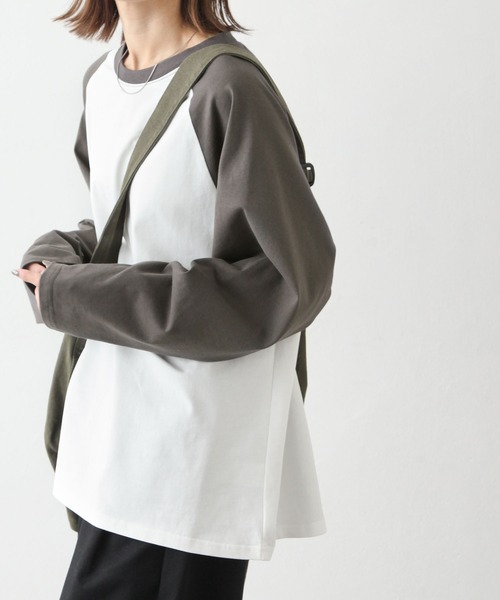 Chillfar（チルファー）の「ラグランTシャツ（Tシャツ/カットソー・レディース・グレイッシュベージュ/ホワイト系/ブラック×ホワイト・FREE）」の7枚目の写真