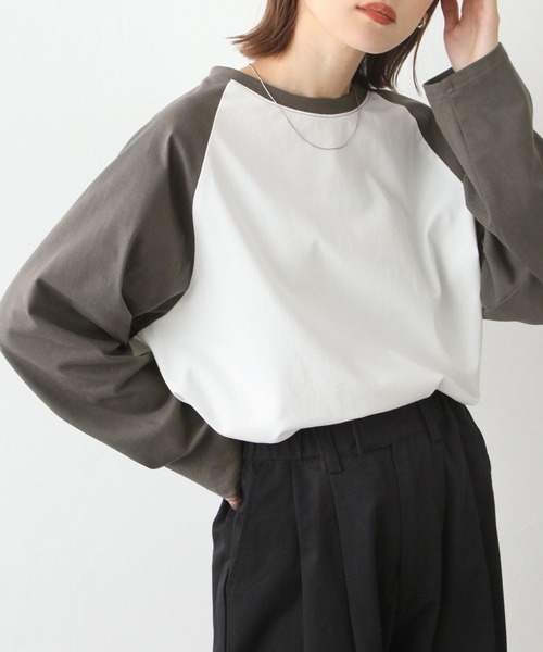 Chillfar（チルファー）の「ラグランTシャツ（Tシャツ/カットソー・レディース・グレイッシュベージュ/ホワイト系/ブラック×ホワイト・FREE）」の4枚目の写真