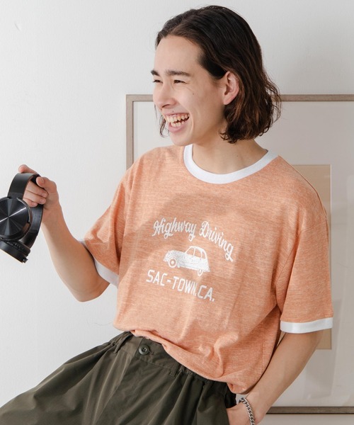 WEGO（ウィゴー）の「WEGO/ヴィンテージロゴリンガーT（Tシャツ/カットソー・メンズ・ブラック/サックスブルー/オフホワイト/オレンジ・MEDIUM/LARGE）」の4枚目の写真