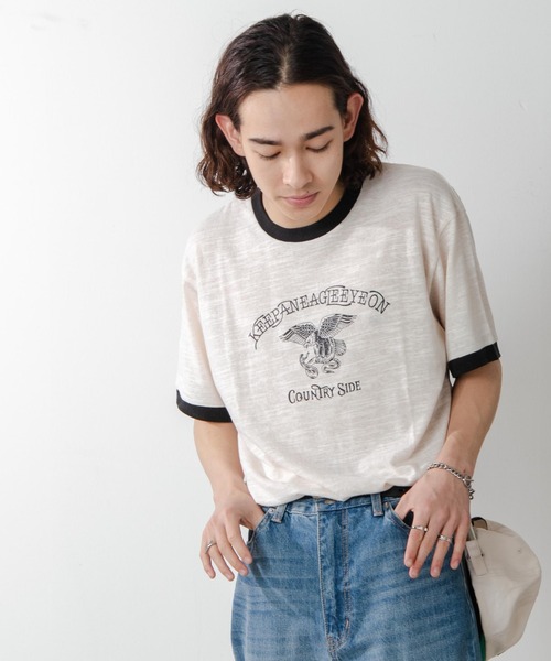 WEGO（ウィゴー）の「WEGO/ヴィンテージロゴリンガーT（Tシャツ/カットソー・メンズ・ブラック/サックスブルー/オフホワイト/オレンジ・MEDIUM/LARGE）」の14枚目の写真