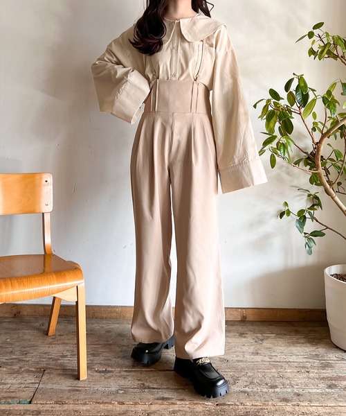 Mysa&Liina（ミーサリーナ）の「サスペンダー付バックレースアップパンツ（その他パンツ・レディース・アイボリー/ブラック/ベージュ・M）」の17枚目の写真