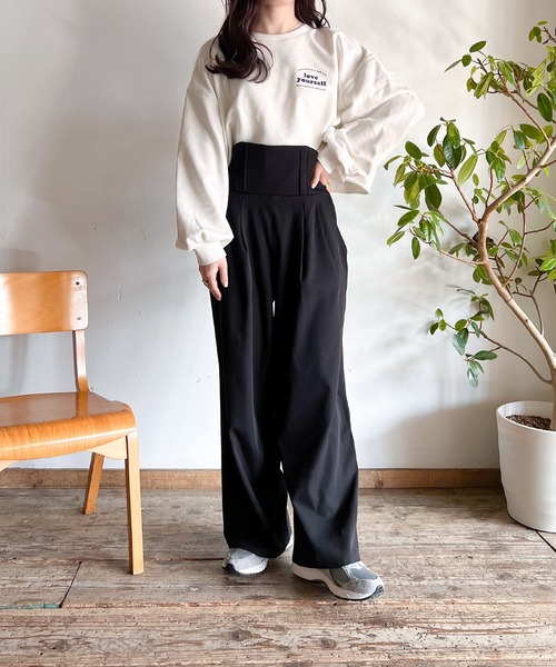 Mysa&Liina（ミーサリーナ）の「サスペンダー付バックレースアップパンツ（その他パンツ・レディース・アイボリー/ブラック/ベージュ・M）」の8枚目の写真