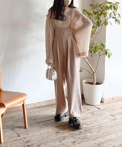 Mysa&Liina（ミーサリーナ）の「サスペンダー付バックレースアップパンツ（その他パンツ・レディース・アイボリー/ブラック/ベージュ・M）」の5枚目の写真
