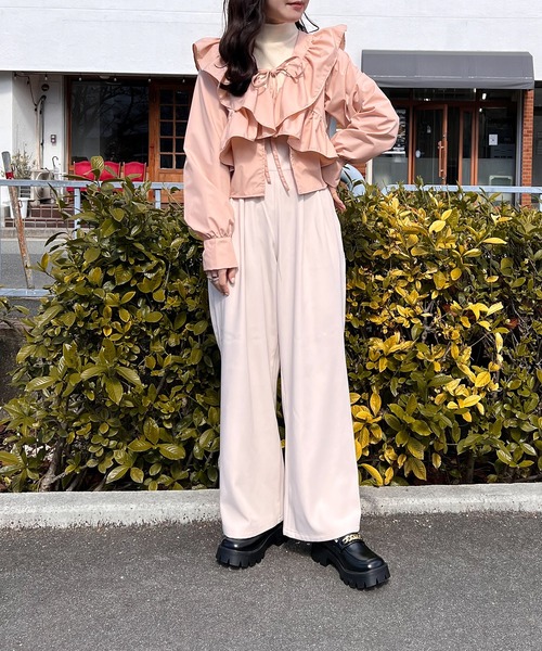 Mysa&Liina（ミーサリーナ）の「サスペンダー付バックレースアップパンツ（その他パンツ・レディース・アイボリー/ブラック/ベージュ・M）」の9枚目の写真