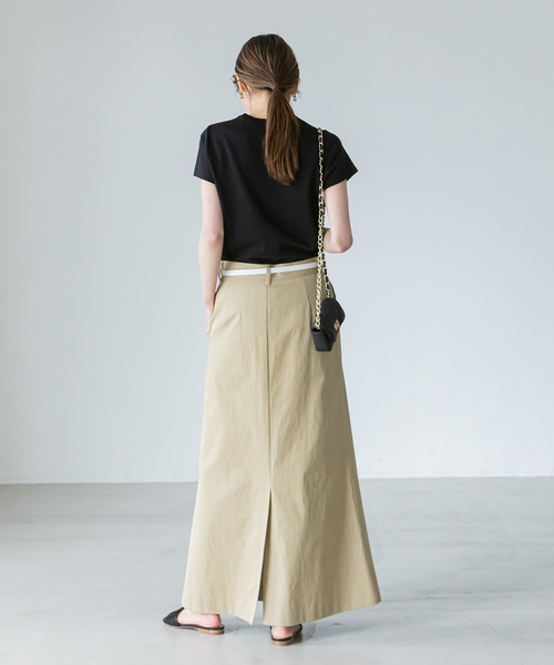 Noble（ノーブル）の「《追加5》スビンコットンスムースコンパクトTシャツ（Tシャツ/カットソー・レディース・グリーン/ホワイト/ブラック/ライトグレー・FREE）」の7枚目の写真