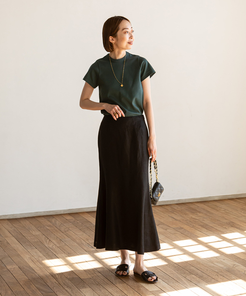 Noble（ノーブル）の「《追加5》スビンコットンスムースコンパクトTシャツ（Tシャツ/カットソー・レディース・グリーン/ホワイト/ブラック/ライトグレー・FREE）」の14枚目の写真