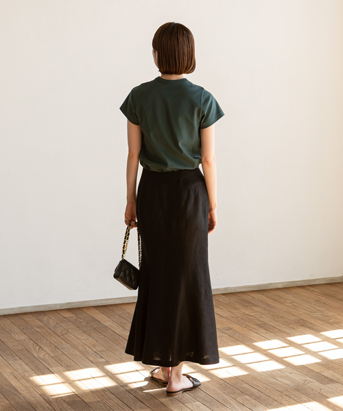 Noble（ノーブル）の「《追加5》スビンコットンスムースコンパクトTシャツ（Tシャツ/カットソー・レディース・グリーン/ホワイト/ブラック/ライトグレー・FREE）」の15枚目の写真