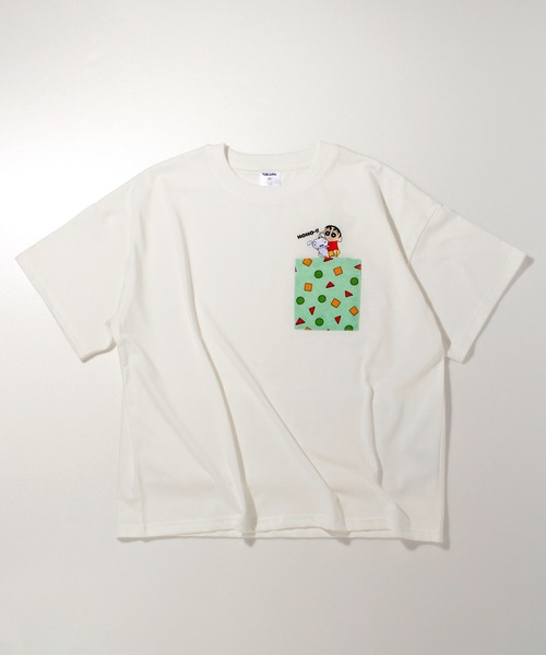 ALWAYS GOOD TIME(オルウェイズグッドタイム)の「【クレヨンしんちゃん】天竺半袖WIDE刺繍Tシャツ(Tシャツ/カットソー・レディース・オフホワイト/イエロー/ライトグリーン/グレー・L/M)」の2枚目の写真