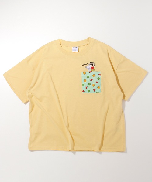 ALWAYS GOOD TIME(オルウェイズグッドタイム)の「【クレヨンしんちゃん】天竺半袖WIDE刺繍Tシャツ(Tシャツ/カットソー・レディース・オフホワイト/イエロー/ライトグリーン/グレー・L/M)」の1枚目の写真