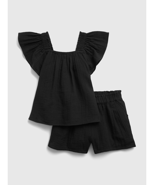 GAP(ギャップ)の「クリンクルガーゼ フラッタースリーブ セットアップ (キッズ)(シャツ/ブラウス・キッズ・ブラック系その他/ホワイト・XXL/S/M/L/XS/XL)」の2枚目の写真