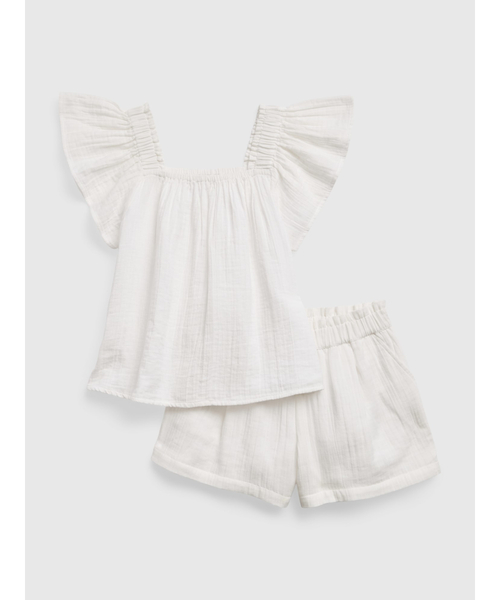 GAP(ギャップ)の「クリンクルガーゼ フラッタースリーブ セットアップ (キッズ)(シャツ/ブラウス・キッズ・ブラック系その他/ホワイト・XXL/S/M/L/XS/XL)」の1枚目の写真