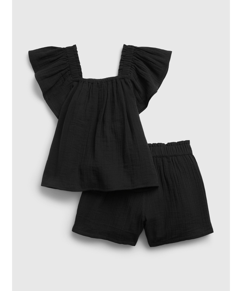 GAP(ギャップ)の「クリンクルガーゼ フラッタースリーブ セットアップ (キッズ)(シャツ/ブラウス・キッズ・ブラック系その他/ホワイト・XXL/S/M/L/XS/XL)」の3枚目の写真