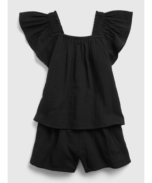 GAP(ギャップ)の「クリンクルガーゼ フラッタースリーブ セットアップ (キッズ)(シャツ/ブラウス・キッズ・ブラック系その他/ホワイト・XXL/S/M/L/XS/XL)」の4枚目の写真