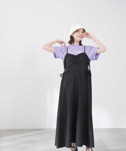 N.（N. Natural Beauty Basic）（エヌエヌナチュラルビューティーベーシック）の「◆サイドリボンドロストキャミワンピース（ワンピース・レディース・ブラック系その他/オフホワイト/ブラック・MEDIUM）」の5枚目の写真