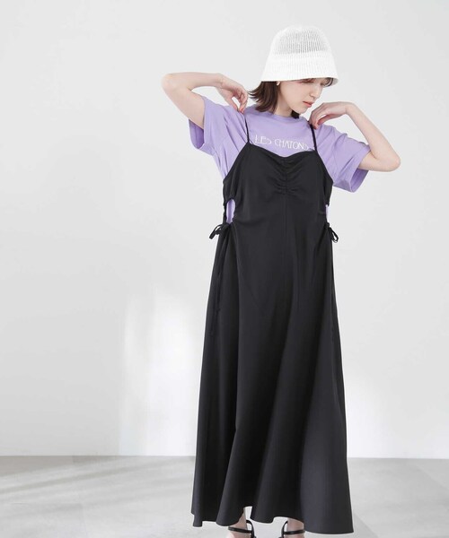 N.（N. Natural Beauty Basic）（エヌエヌナチュラルビューティーベーシック）の「◆サイドリボンドロストキャミワンピース（ワンピース・レディース・ブラック系その他/オフホワイト/ブラック・MEDIUM）」の6枚目の写真