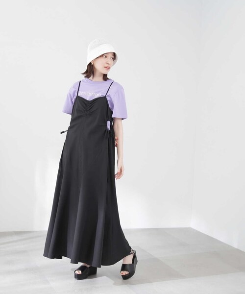 N.（N. Natural Beauty Basic）（エヌエヌナチュラルビューティーベーシック）の「◆サイドリボンドロストキャミワンピース（ワンピース・レディース・ブラック系その他/オフホワイト/ブラック・MEDIUM）」の7枚目の写真