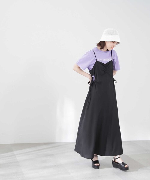 N.（N. Natural Beauty Basic）（エヌエヌナチュラルビューティーベーシック）の「◆サイドリボンドロストキャミワンピース（ワンピース・レディース・ブラック系その他/オフホワイト/ブラック・MEDIUM）」の8枚目の写真