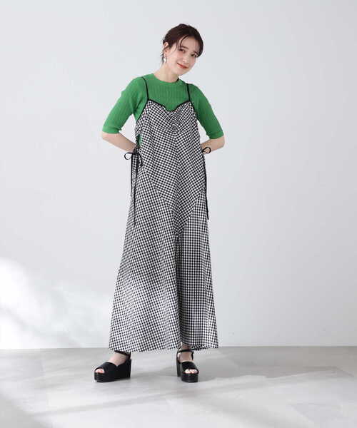 N.（N. Natural Beauty Basic）（エヌエヌナチュラルビューティーベーシック）の「◆サイドリボンドロストキャミワンピース（ワンピース・レディース・ブラック系その他/オフホワイト/ブラック・MEDIUM）」の21枚目の写真