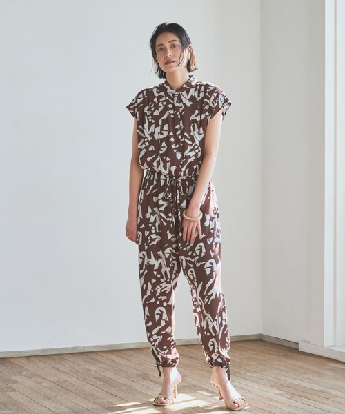 希少♡ドゥロワー シルク ストレッチオールインワン ゆったり センタープレス BTパワーストレッチEVOロングスリーブバックハイネック