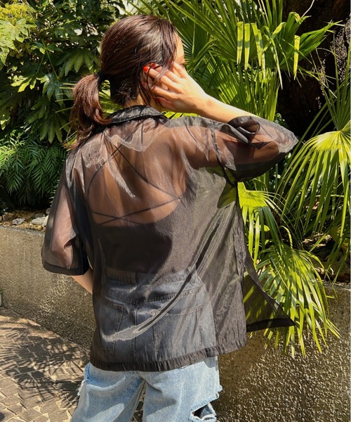 y/m（イム）の「オーガンジーハーフスリーブシャツ（シャツ/ブラウス・レディース・ブラック/グレー・FREE）」の22枚目の写真