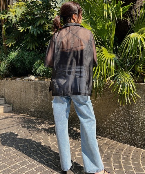 y/m（イム）の「オーガンジーハーフスリーブシャツ（シャツ/ブラウス・レディース・ブラック/グレー・FREE）」の10枚目の写真