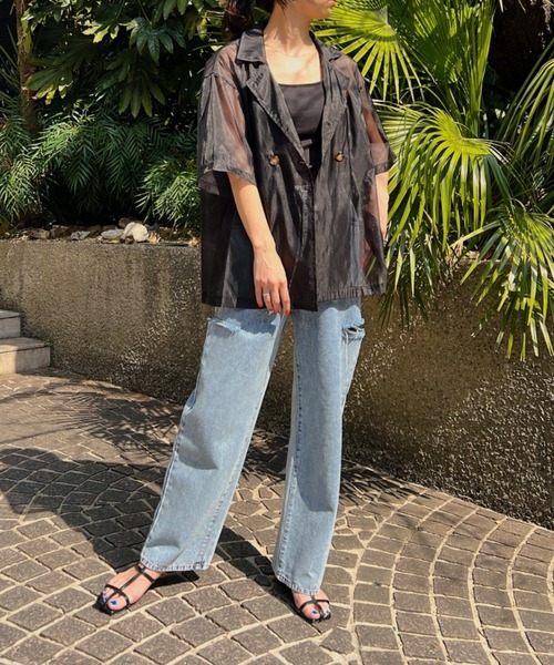 y/m（イム）の「オーガンジーハーフスリーブシャツ（シャツ/ブラウス・レディース・ブラック/グレー・FREE）」の15枚目の写真