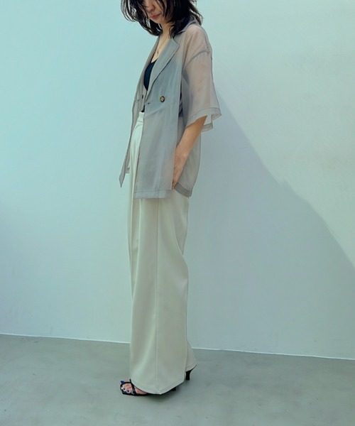 y/m（イム）の「オーガンジーハーフスリーブシャツ（シャツ/ブラウス・レディース・ブラック/グレー・FREE）」の11枚目の写真