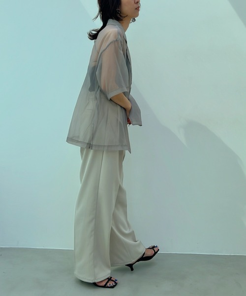 y/m（イム）の「オーガンジーハーフスリーブシャツ（シャツ/ブラウス・レディース・ブラック/グレー・FREE）」の4枚目の写真