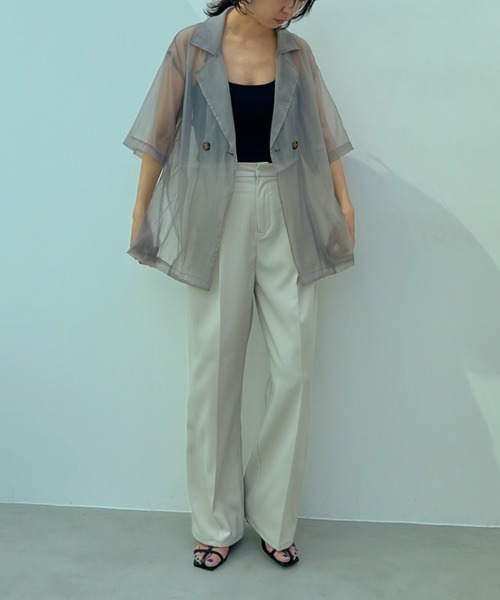 y/m（イム）の「オーガンジーハーフスリーブシャツ（シャツ/ブラウス・レディース・ブラック/グレー・FREE）」の16枚目の写真