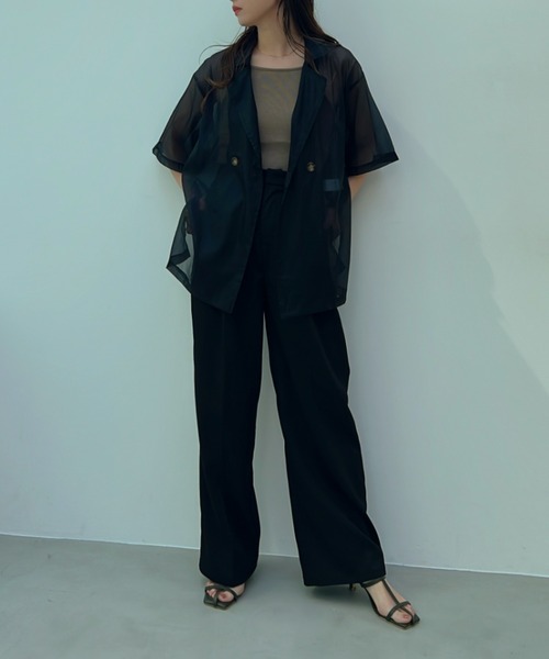 y/m（イム）の「オーガンジーハーフスリーブシャツ（シャツ/ブラウス・レディース・ブラック/グレー・FREE）」の12枚目の写真