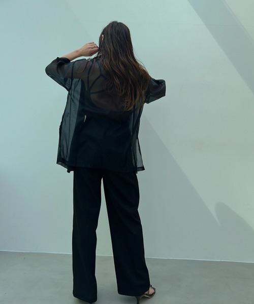 y/m（イム）の「オーガンジーハーフスリーブシャツ（シャツ/ブラウス・レディース・ブラック/グレー・FREE）」の18枚目の写真