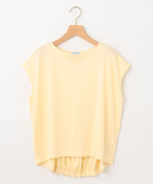 組曲 L(クミキョク オオキイサイズ)の「【洗える】シルケットポンチ ラウンドネックカットソー(Tシャツ/カットソー・レディース・ネイビー系/スモーキーグリーン系/イエロー系/アイボリー系・6/7/5)」の19枚目の写真