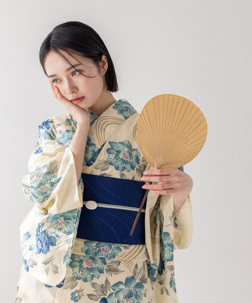 ゆかた館グレース(ユカタカングレース)の「こだわり浴衣5点セット(浴衣・レディース・キナリ/ブラック系/スミクロ/ベージュ系/レッド/ブルー/その他/ブラック/ブルー系/ブルー系その他・MEDIUM/SMALL)」の7枚目の写真