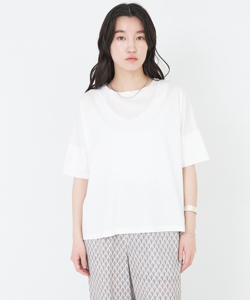 collex(コレックス)の「【接触冷感・UVカット】コンパクトクールTシャツ(Tシャツ/カットソー・レディース・ライトブラウン/オレンジ系その他/ブラック/ホワイト/チャコールグレー/イエロー系その他/グリーン・フリー)」の2枚目の写真