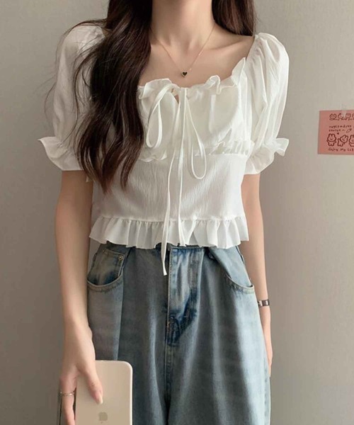 SPIGA（スピーガ）の「ﾃﾞｺﾙﾃｸﾛｽﾌﾘﾙ2wayﾌﾞﾗｳｽ（シャツ/ブラウス・レディース・ブルー/ピンク/ホワイト・FREE）」の14枚目の写真