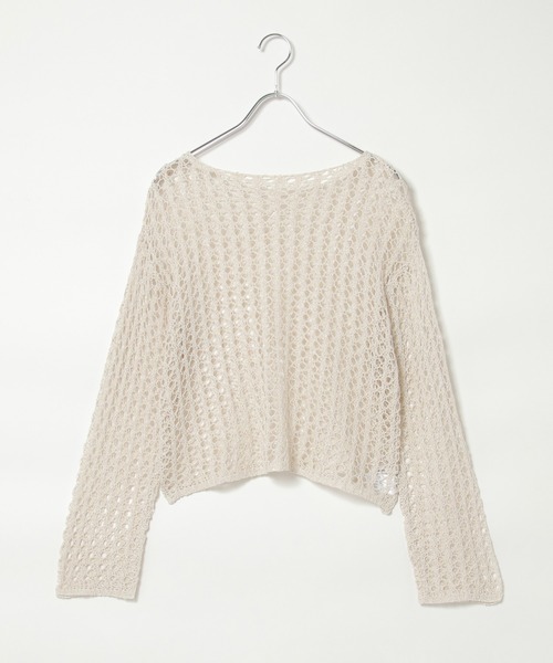 トイロメライ❁⃘*.゜ 新品☆ PAMIE kon sheer ニット セール】ラメメランジ透かし編みプルオーバー（ニット/セーター