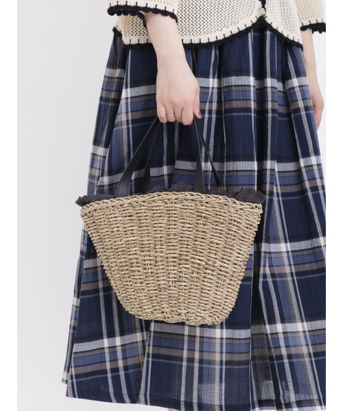 Samansa Mos2（サマンサ モスモス）の「水草レースカゴバッグ（ハンドバッグ・レディース・ベージュ/ブラック・ﾌﾘ-）」の4枚目の写真