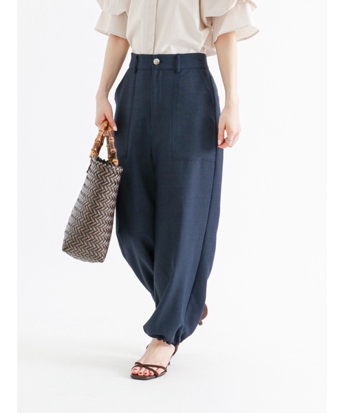 Te chichi（テチチ）の「麻調裾ドロストパラシュートカーゴパンツ（カーゴパンツ・レディース・モカ/オフホワイト/ネイビー・ﾌﾘ-）」の3枚目の写真