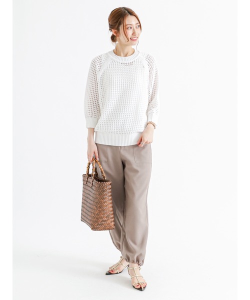 Te chichi（テチチ）の「麻調裾ドロストパラシュートカーゴパンツ（カーゴパンツ・レディース・モカ/オフホワイト/ネイビー・ﾌﾘ-）」の6枚目の写真