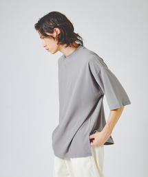 ABAHOUSE GRAY | 【WHITE LINE】カットジョーゼット ドロップショルダー モックネック Tシャツ(Tシャツ/カットソー)