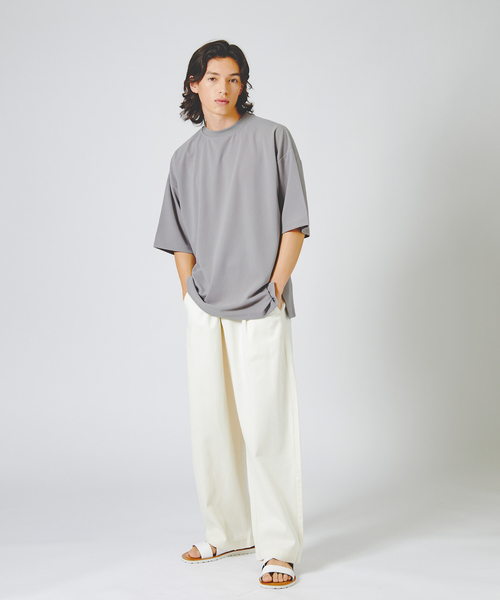 ABAHOUSE GRAY（アバハウスグレイ）の「【WHITE LINE】カットジョーゼット ドロップショルダー モックネック Tシャツ（Tシャツ/カットソー・メンズ・チャコールグレー/ブラック/グレー/オフホワイト/グレイッシュブルー・46/48）」の16枚目の写真