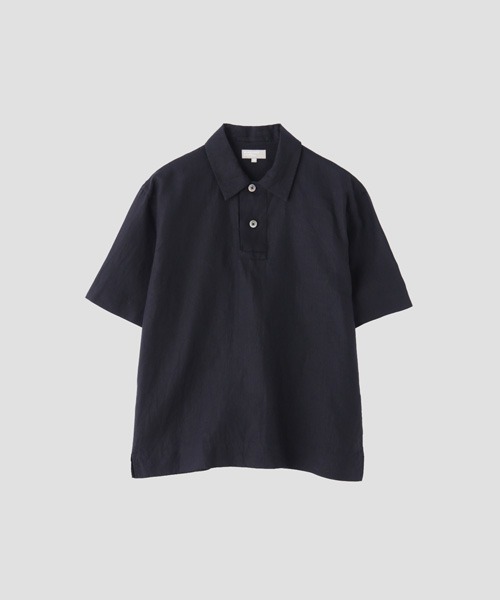 MARGARET HOWELL 麻100 シルク襟　シャツ　ブラウス ネイビー MARGARET HOWELL マーガレットハウエル シャツ ネイビー 紺