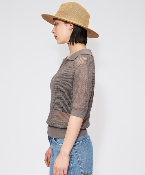 FOREVER 21（フォーエバー トゥエンティーワン）の「キーネックメッシュニットポロ（ニット/セーター・レディース・ホワイト/オレンジ系その他5/グレー系その他7・FREE）」の4枚目の写真