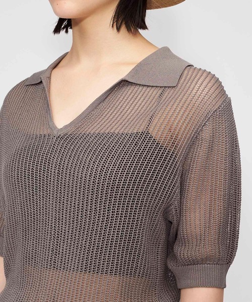 FOREVER 21（フォーエバー トゥエンティーワン）の「キーネックメッシュニットポロ（ニット/セーター・レディース・ホワイト/オレンジ系その他5/グレー系その他7・FREE）」の15枚目の写真
