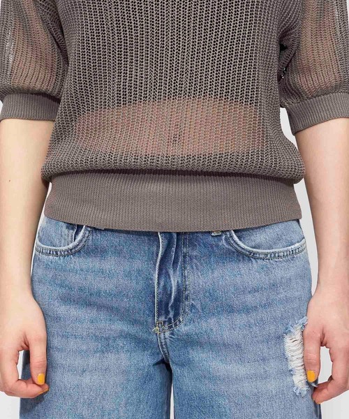 FOREVER 21（フォーエバー トゥエンティーワン）の「キーネックメッシュニットポロ（ニット/セーター・レディース・ホワイト/オレンジ系その他5/グレー系その他7・FREE）」の13枚目の写真